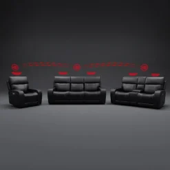 Power Reclining Loveseat with Adjustable Headrests, Console and Immersive Sound System