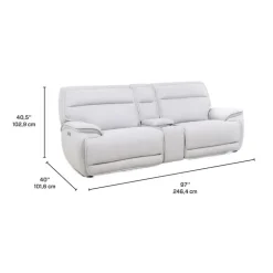 Power Reclining Modular Loveseat, Adjustable Headrests and Console with an Audio System - 3 pcs