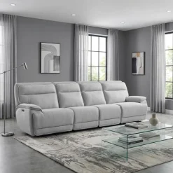 Power Reclining Modular Sofa, Adjustable Headrests and 2 Fold-Down Backrest Seats - 4 pcs