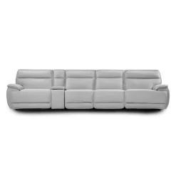 Power Reclining Modular Sectional, Adjustable Headrests, Console with an Audio System and 2 Fold-Down Backrest Seats - 5 pcs