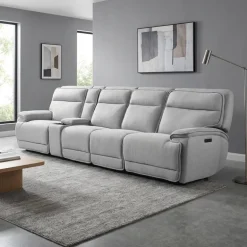 Power Reclining Modular Sectional, Adjustable Headrests, Console with an Audio System and 2 Fold-Down Backrest Seats - 5 pcs