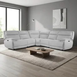 Power Reclining Modular Sectional, Adjustable Headrests and Fold-Down Backrest Seat - 5 pcs