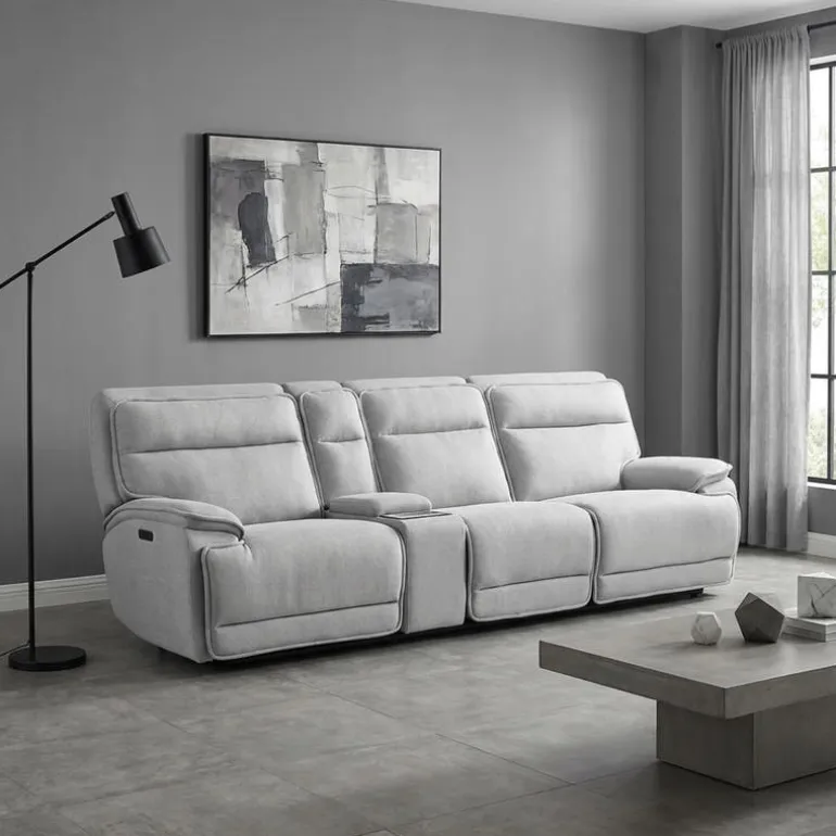 Power Reclining Modular Sofa, Adjustable Headrests, Console with an Audio System and Fold-Down Backrest Seat - 4 pcs