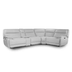 Power Reclining Modular Sectional, Adjustable Headrests and Console with an Audio System - 5 pcs