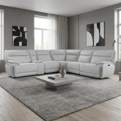 Power Reclining Modular Sectional, Adjustable Headrests, Console with an Audio System and Fold-Down Backrest Seat - 6 pcs