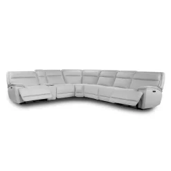 Power Reclining Modular Sectional, Adjustable Headrests, Console with an Audio System and Fold-Down Backrest Seat - 7 pcs