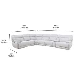 Power Reclining Modular Sectional, Adjustable Headrests, Console with an Audio System and Fold-Down Backrest Seat - 7 pcs