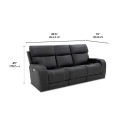 Power Reclining Sofa with Adjustable Headrests, Fold-Down Seat and Immersive Sound System