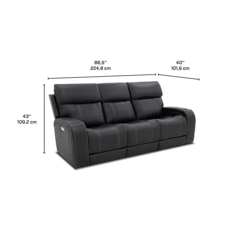 Power Reclining Sofa with Adjustable Headrests, Fold-Down Seat and Immersive Sound System
