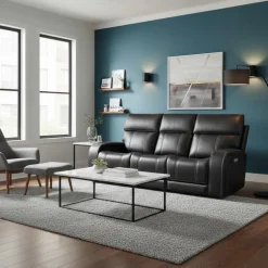 Power Reclining Sofa with Adjustable Headrests, Fold-Down Seat and Immersive Sound System
