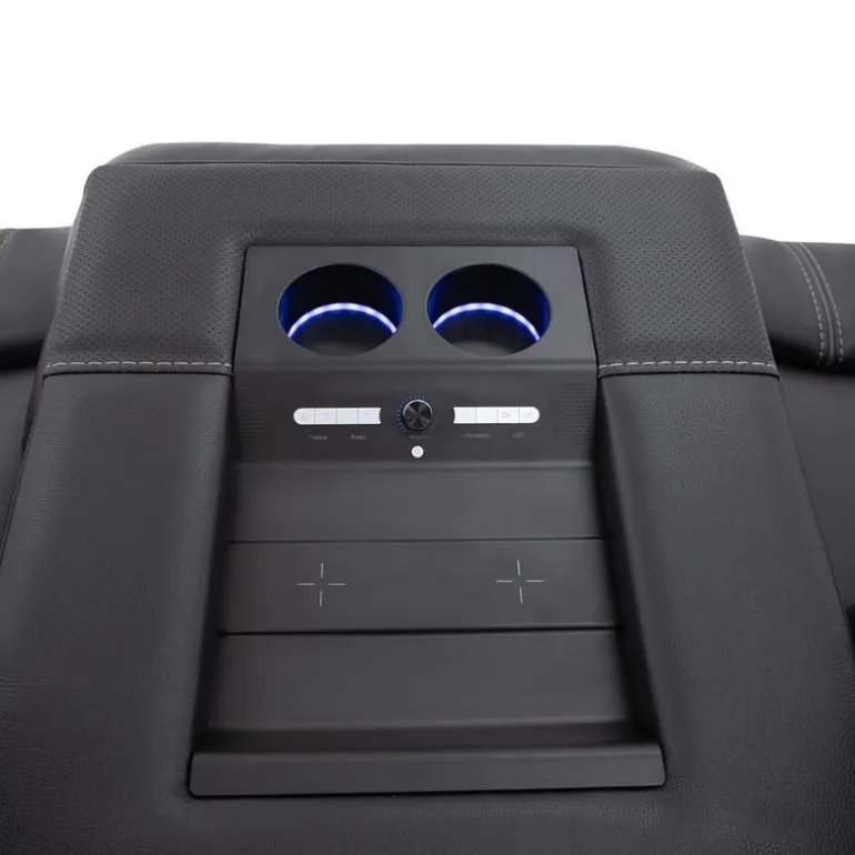 Power Reclining Sofa with Adjustable Headrests, Fold-Down Seat and Immersive Sound System