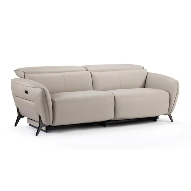 Power Reclining Sofa with Adjustable Headrests - Genuine Leather