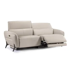 Power Reclining Sofa with Adjustable Headrests - Genuine Leather