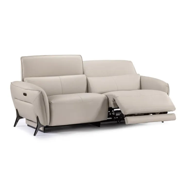 Power Reclining Sofa with Adjustable Headrests - Genuine Leather