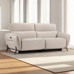 Power Reclining Sofa with Adjustable Headrests - Genuine Leather