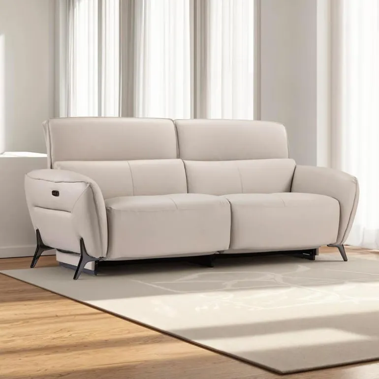 Power Reclining Sofa with Adjustable Headrests - Genuine Leather