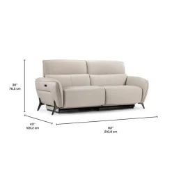 Power Reclining Sofa with Adjustable Headrests - Genuine Leather