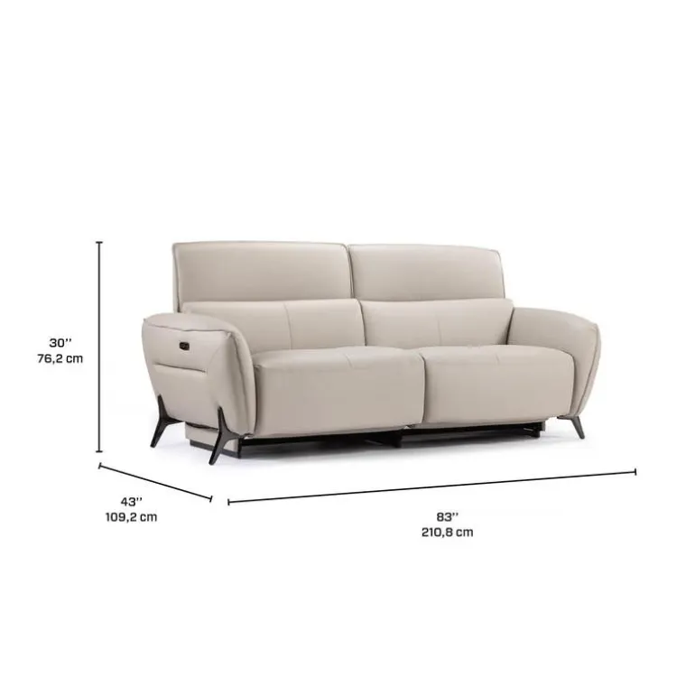 Power Reclining Sofa with Adjustable Headrests - Genuine Leather