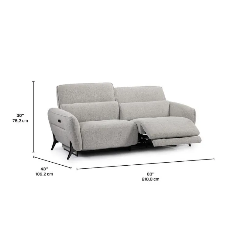 Power Reclining Sofa with Adjustable Headrests - Fabric
