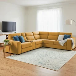 Power Reclining Topaz Sleeper Sectional with Console - 6 pcs