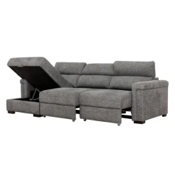 Power Sectional Bed with Sliding Seats and Storage Chaise