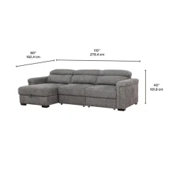 Power Sectional Bed with Sliding Seats and Storage Chaise
