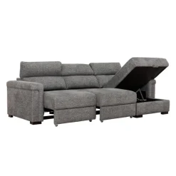 Power Sectional Bed with Sliding Seats and Storage Chaise