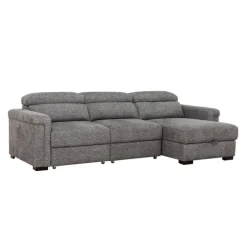 Power Sectional Bed with Sliding Seats and Storage Chaise