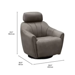 Power Swivel Recliner with Built-In Audio System - Grey