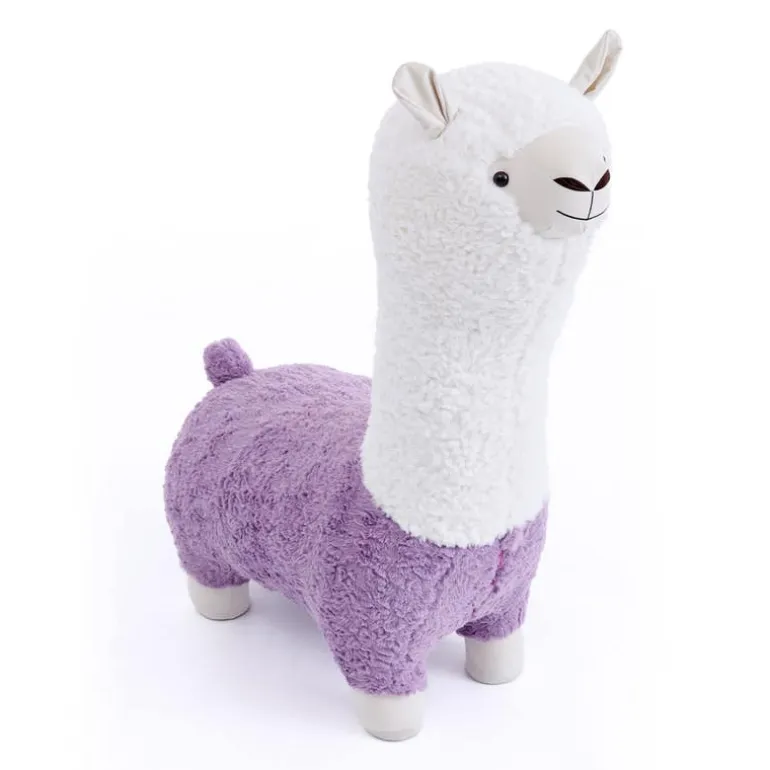 Purple Llama-Shaped Kids Pouf – 28.3" x 15" x 44.1"