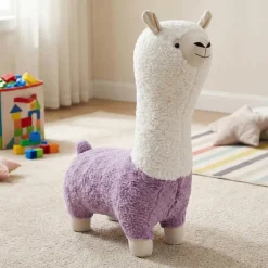Purple Llama-Shaped Kids Pouf – 28.3