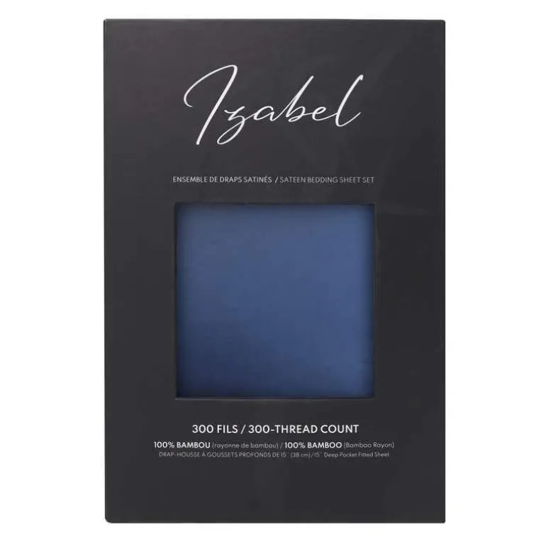 Queen Bamboo Bed Sheet Set - Blue