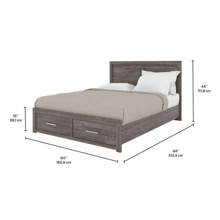 Queen Bed 60" - Grey