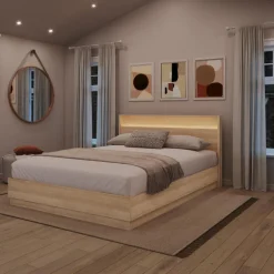 Queen Bed and Headboard with Integrated Light (60") - Nexera