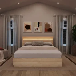 Queen Bed and Headboard with Integrated Light (60") - Nexera