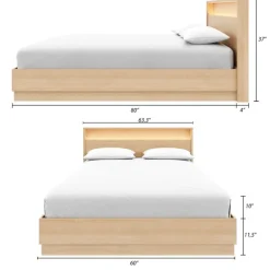 Queen Bed and Headboard with Integrated Light (60