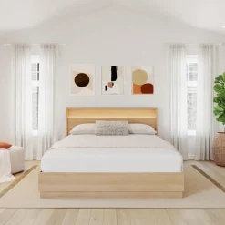 Queen Bed and Headboard with Integrated Light (60
