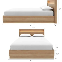 Queen Bed and Headboard with Integrated Light (60