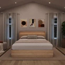 Queen Bed and Headboard with Integrated Light (60