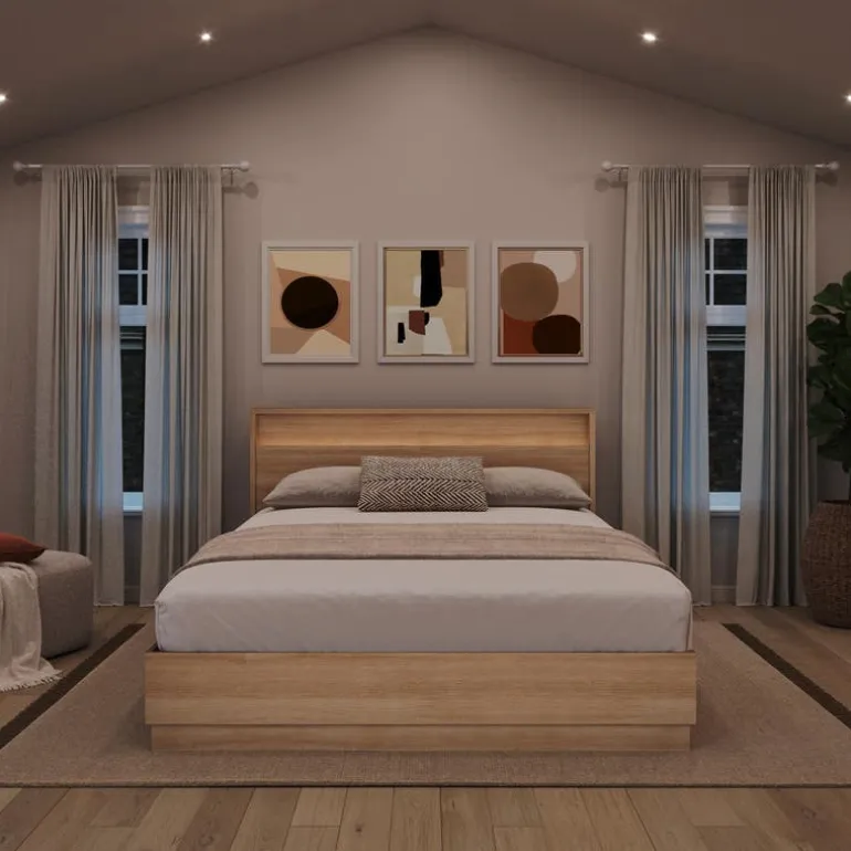 Queen Bed and Headboard with Integrated Light (60") - Nexera