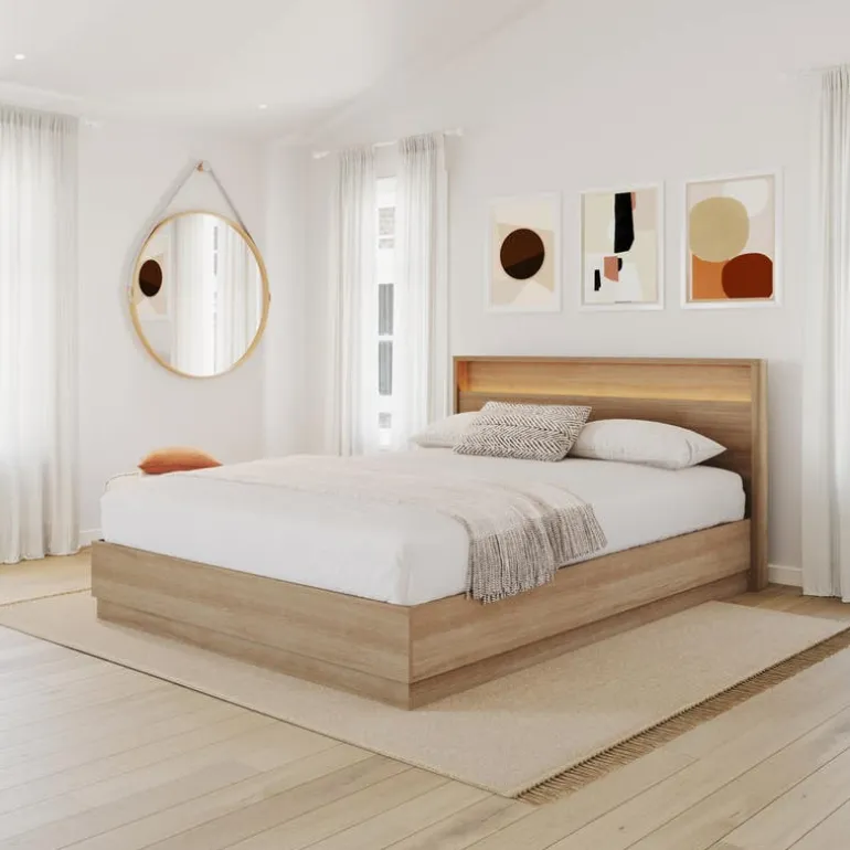 Queen Bed and Headboard with Integrated Light (60") - Nexera