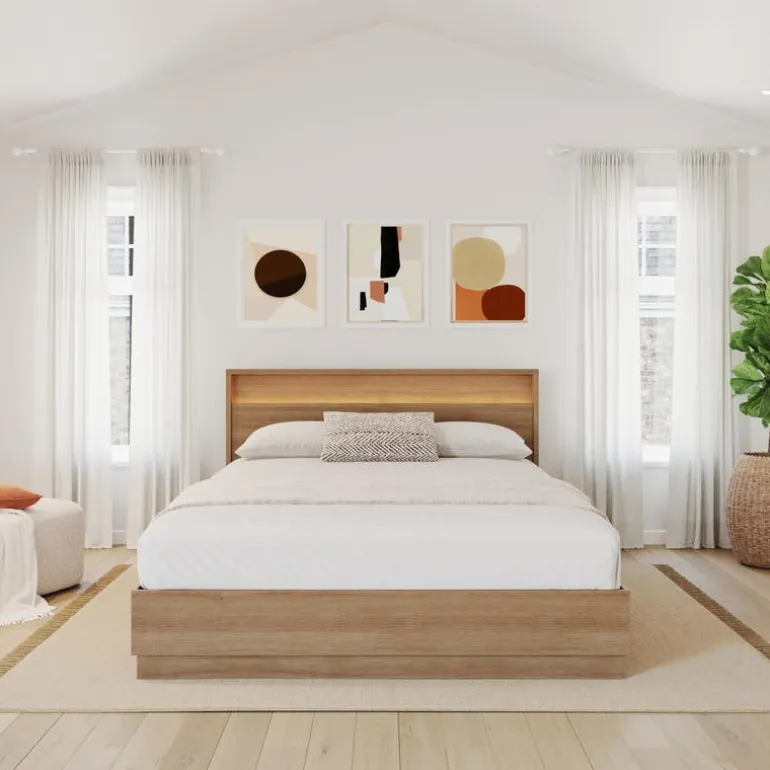 Queen Bed and Headboard with Integrated Light (60") - Nexera