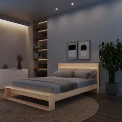 Queen Bed and Headboard with Integrated Light (60") - Nexera