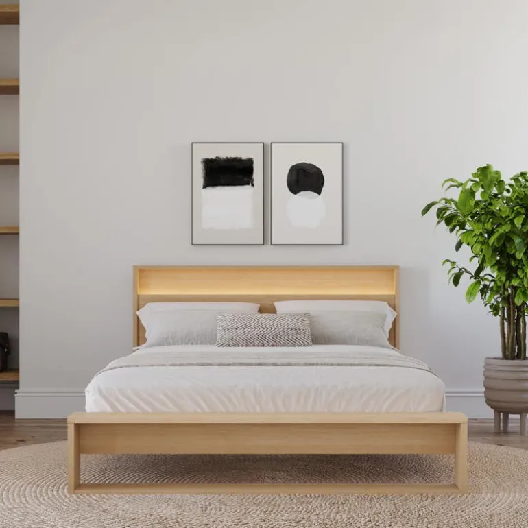 Queen Bed and Headboard with Integrated Light (60") - Nexera