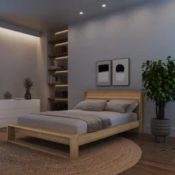 Queen Bed and Headboard with Lighting (60