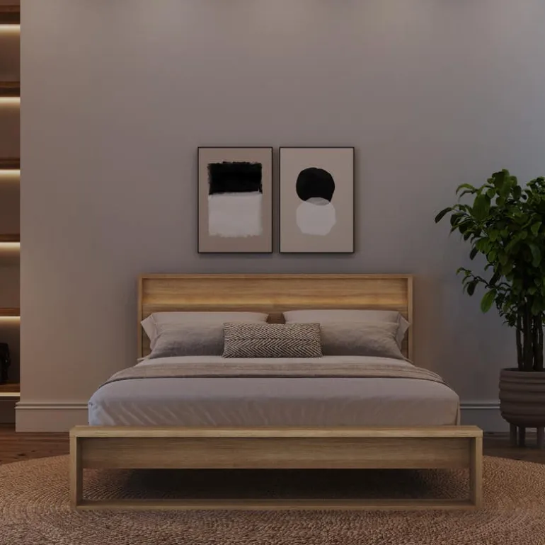 Queen Bed and Headboard with Lighting (60") - Nexera