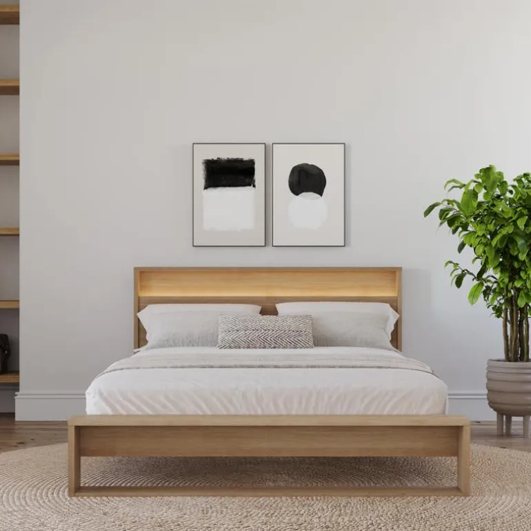 Queen Bed and Headboard with Lighting (60") - Nexera