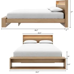 Queen Bed and Headboard with Lighting (60