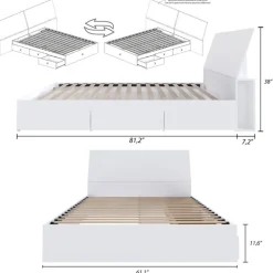 Queen Bed with 3-Drawer Storage and Headboard (60