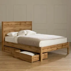 Queen Bed with 2-Drawer Storage and Headboard (60